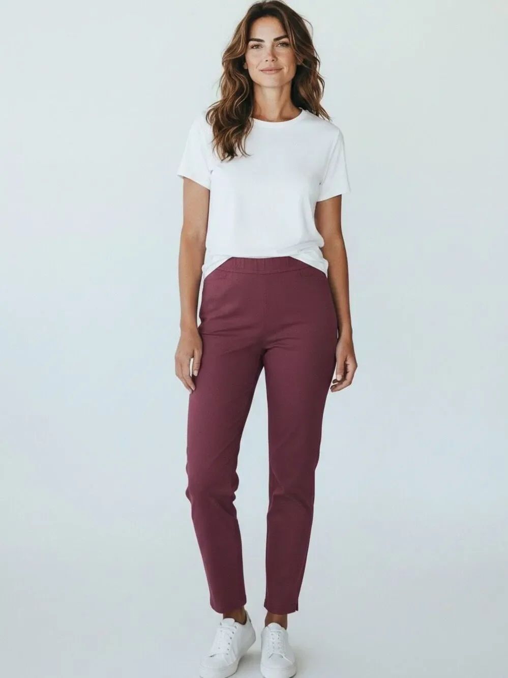 St Johns Bay Women’s Autumn Burgundy Mid Rise Ankle Pants Size 8
